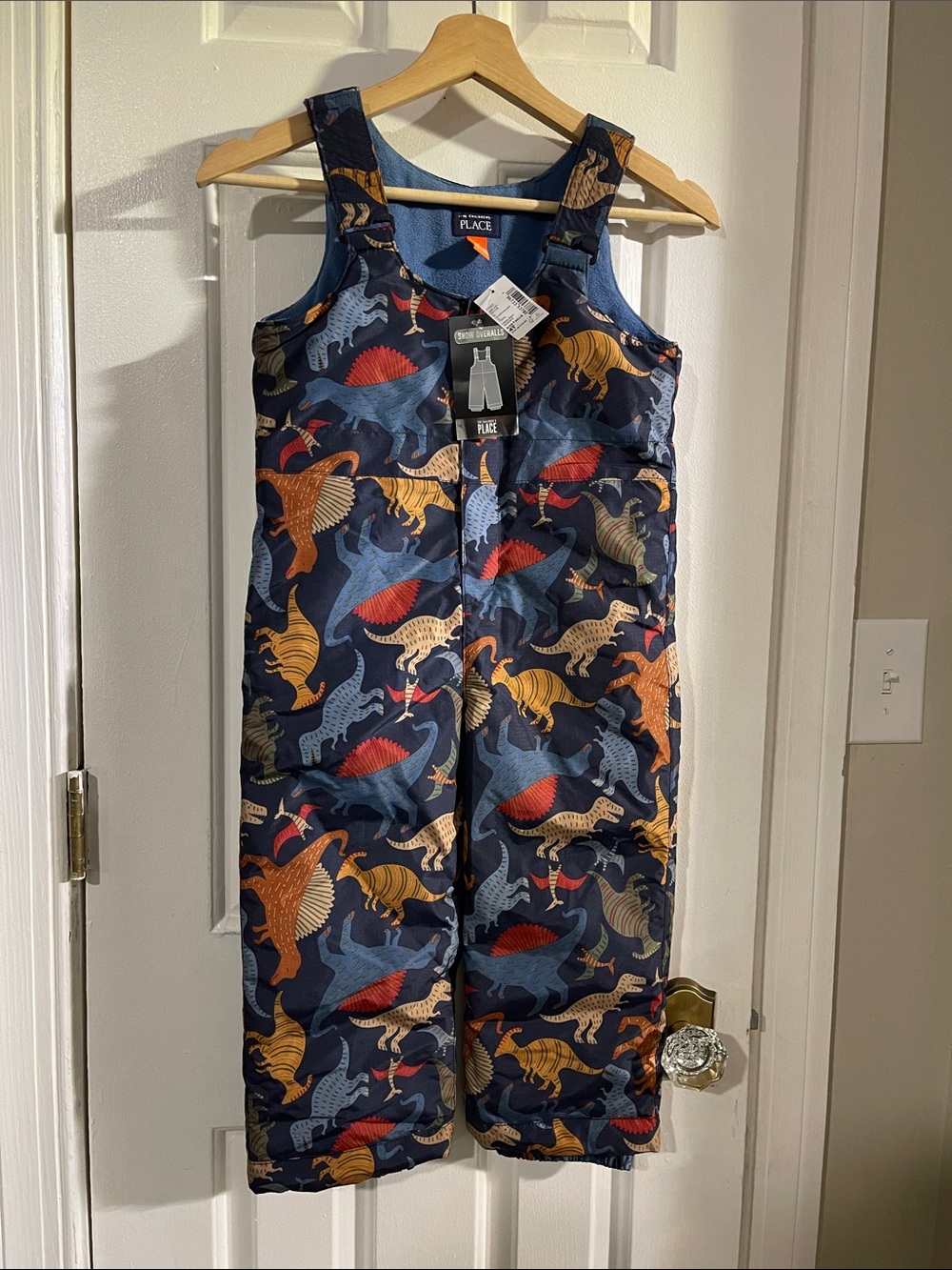 The Children's Place Navy Dinosaur Print Snow Overalls